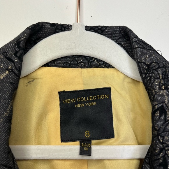 View Collection NY Blazer Vintage Y2K Black Velvet Gold Jacket Women’s Sz 8 - Picture 9 of 13
